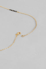 Gold Plated American Diamond And Black Beaded Mangalsutra