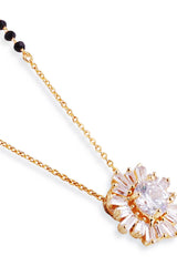 Gold Plated Black Beaded American Diamond Mangalsutra