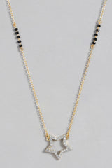 Gold Plated American Diamond And Black Beaded Mangalsutra