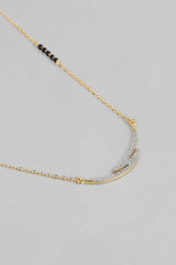 Gold Plated American Diamond And Black Beaded Mangalsutra