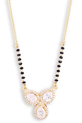 Gold Plated Black Beaded American Diamond Mangalsutra