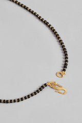 Gold Plated American Diamond And Black Beaded Mangalsutra