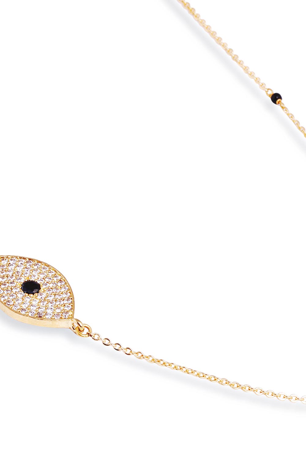 Gold Plated Black Beaded American Diamond Mangalsutra