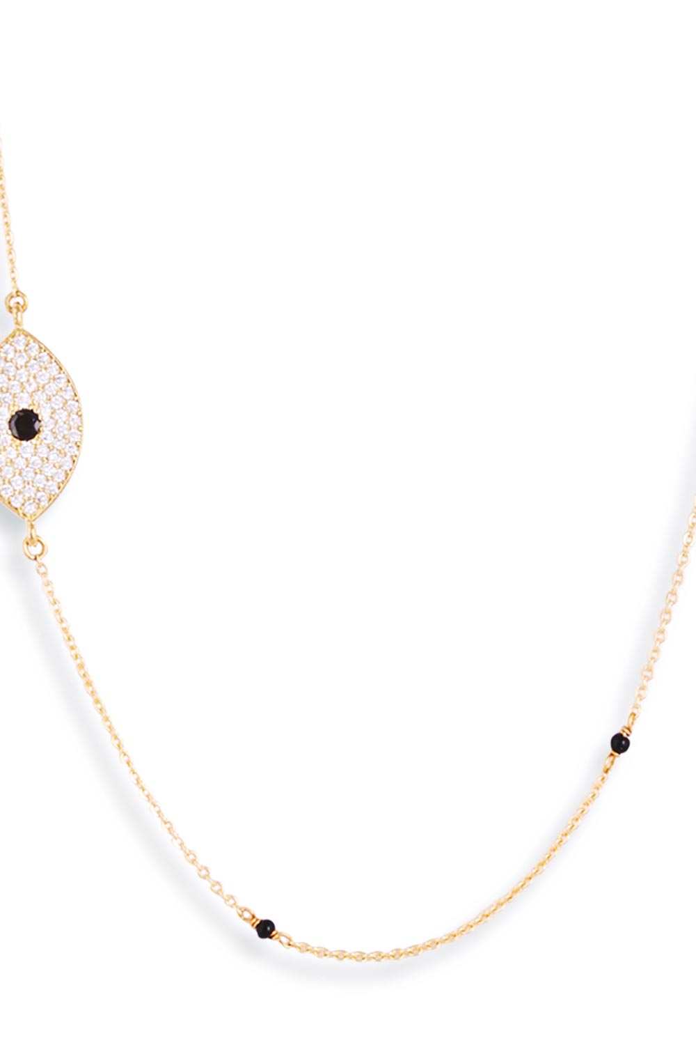 Gold Plated Black Beaded American Diamond Mangalsutra