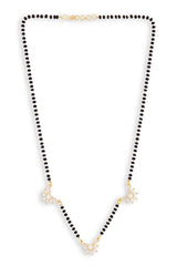 Gold Plated Black Beaded American Diamond Mangalsutra