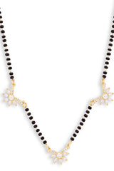 Gold Plated Black Beaded American Diamond Mangalsutra