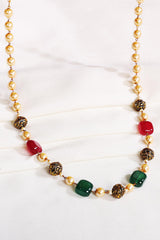 Gold Plated Jaipuri Beads Pearls Jewellery Mala Without Earrings