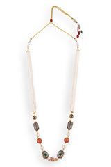 Beads Pearls Stones Gold Plated Mala Without Earrings