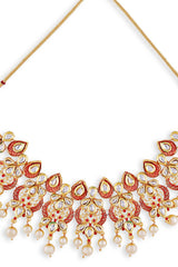 Gold Plated Kundan Polki Necklace With Earrings