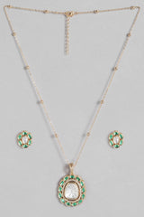 Enchanting Gold Plated Polki Pendant Set