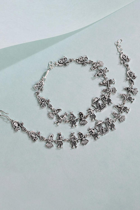 Dailywear Silver Oxodised Wedding Bridal Anklets