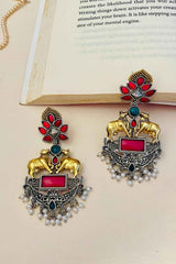 High-Quality Ornamental Dual Tone Earring