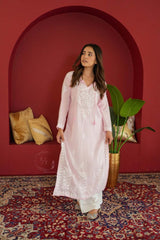 Gul dori chikankari modal kurti in Pink