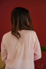 Gul dori chikankari modal kurti in Pink