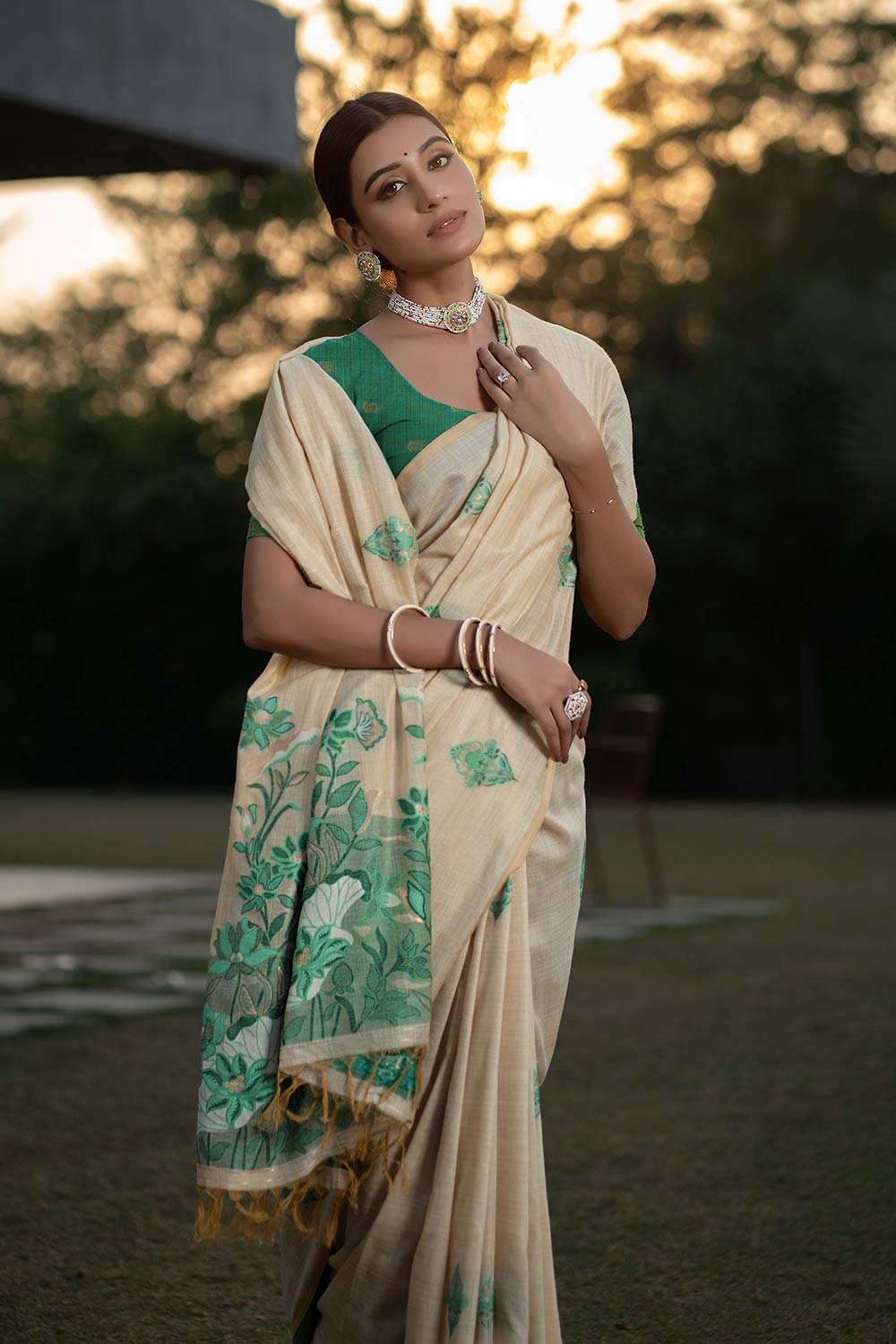 Green Soft Modal Silk Saree