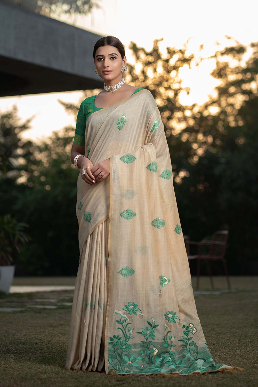 Green Soft Modal Silk Saree