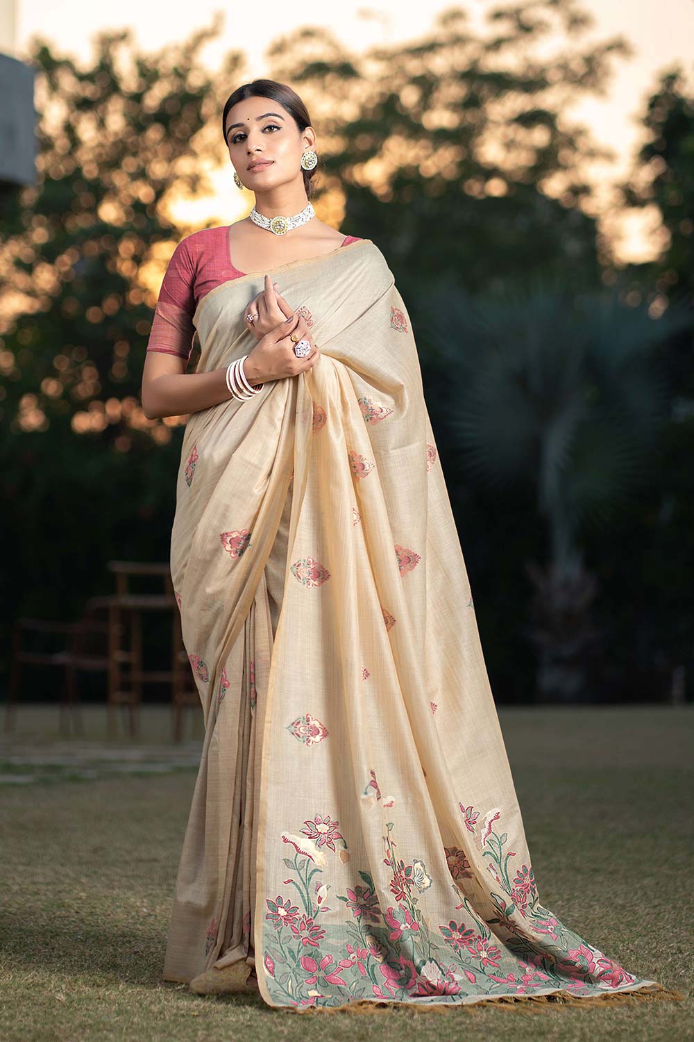 Pink Soft Modal Silk Saree