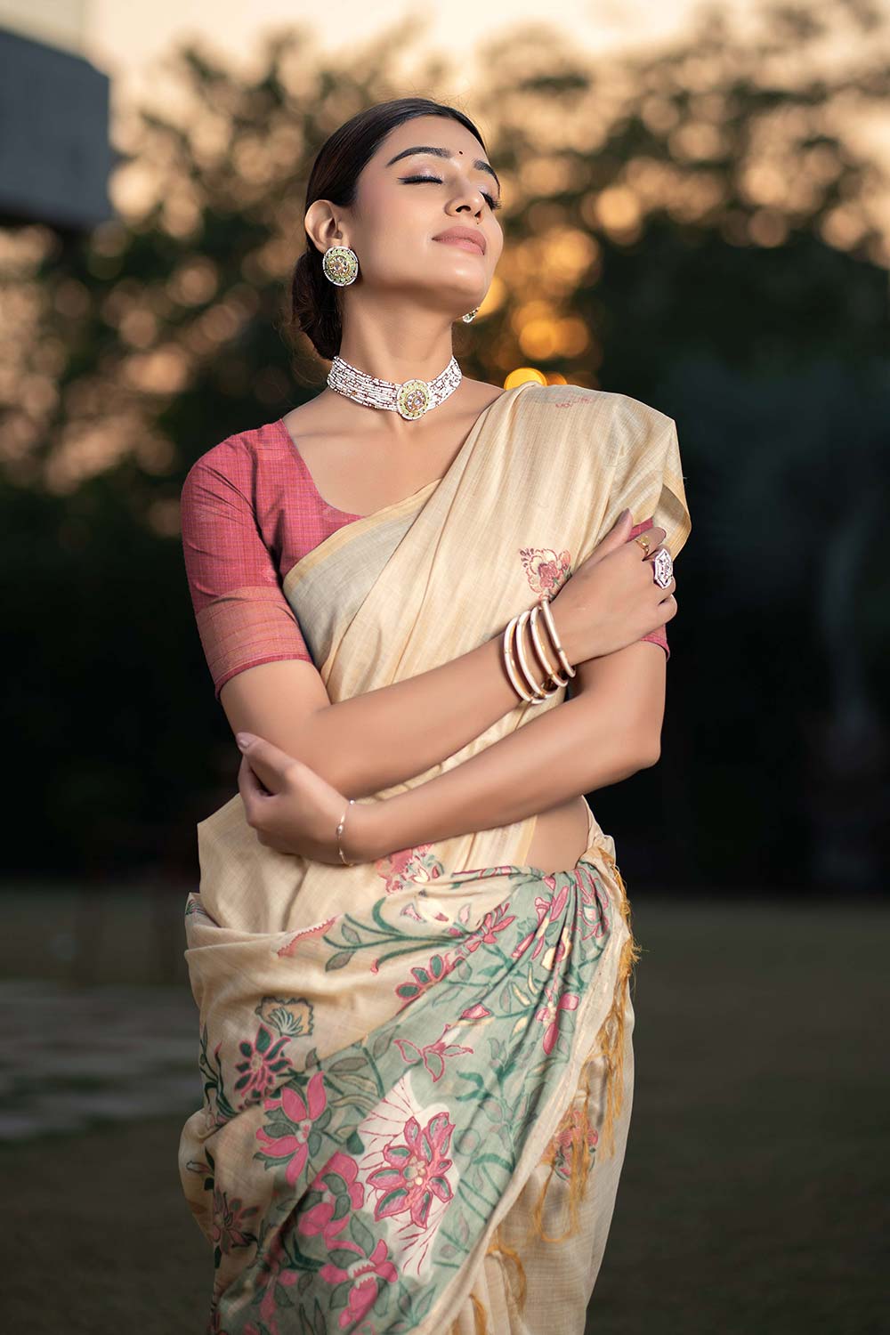 Pink Soft Modal Silk Saree