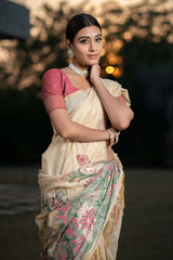 Pink Soft Modal Silk Saree