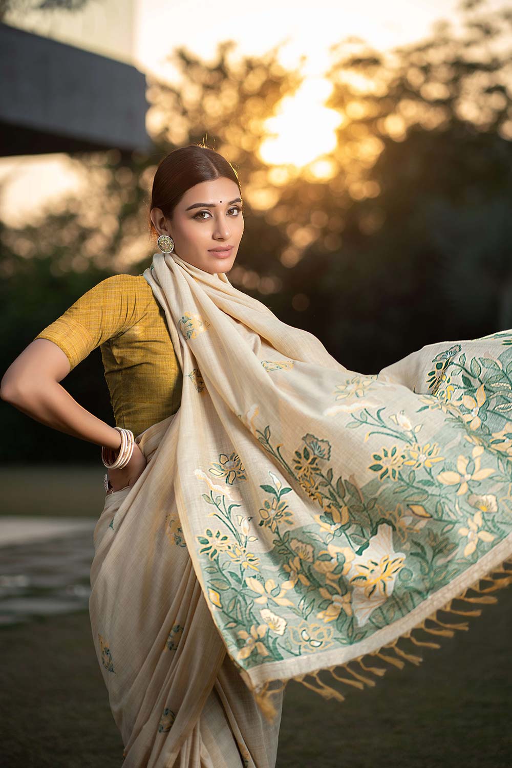 Yellow Soft Modal Silk Saree