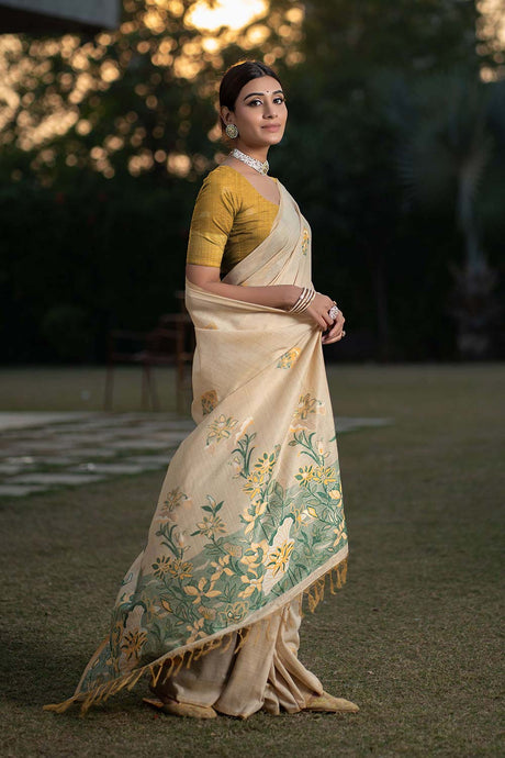 Yellow Soft Modal Silk Saree