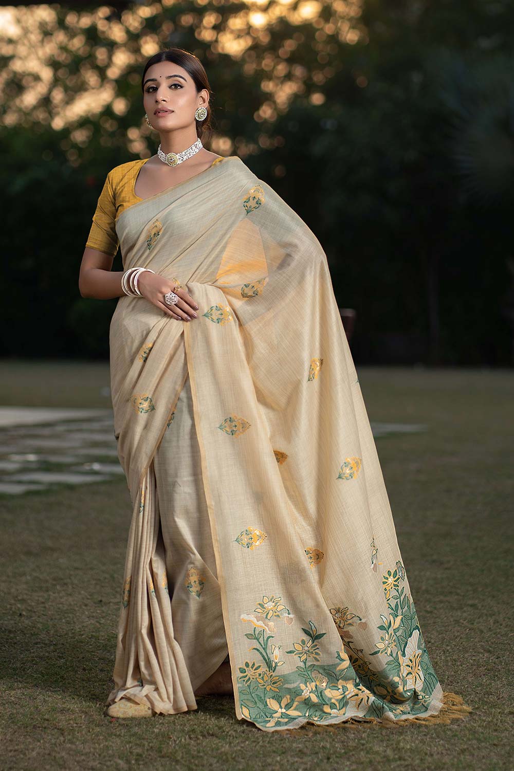 Yellow Soft Modal Silk Saree