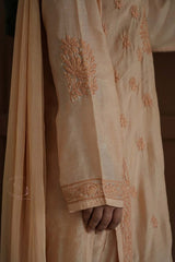 Hayat Chikankari muslin silk Kurti in Beige