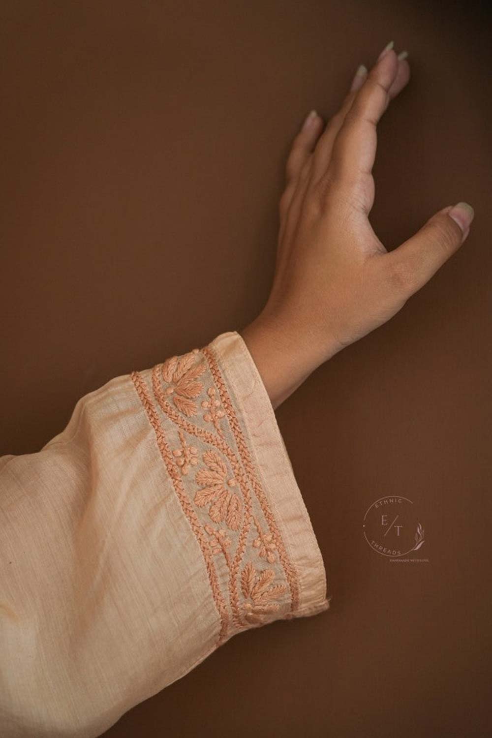 Hayat Chikankari muslin silk Kurti in Beige