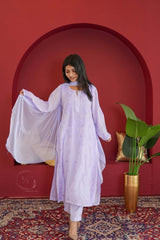 Hayat Chikankari muslin silk Kurti in Lavender