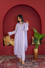 Hayat Chikankari muslin silk Kurti in Lavender