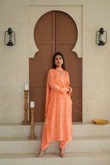 Hayat Chikankari muslin silk Kurti in Orange