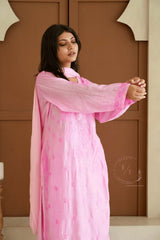 Hayat Chikankari muslin silk Kurti in Pink