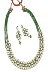 Gold Plated Traditional Stunning Maroon Meenakari Kundan Studded Pearl Necklace Jewellery Set with Earrin