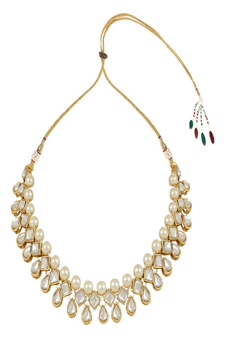 Gold Plated Traditional Kundan & Pearls Choker Necklace Jewellery Set with Earrings