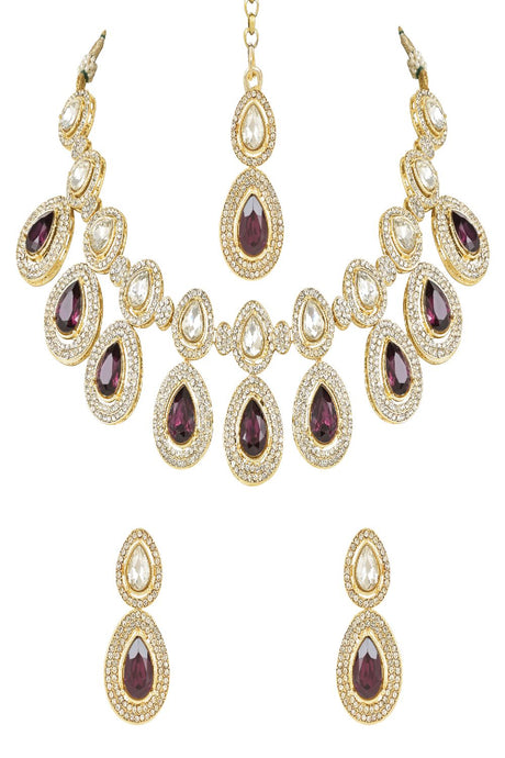 Gold Plated Traditional Kundan & Stone Studded Choker Necklace Jewellery With Earrings Set