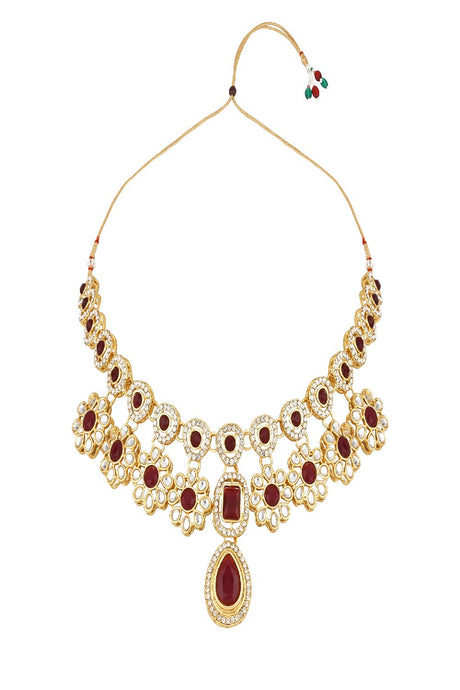 Gold Plated Traditional Kundan Stone Necklace Jewellery Set