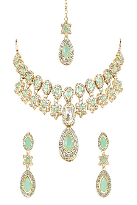 Latest Gold Plated Traditional Kundan Stone Necklace Jewellery Set