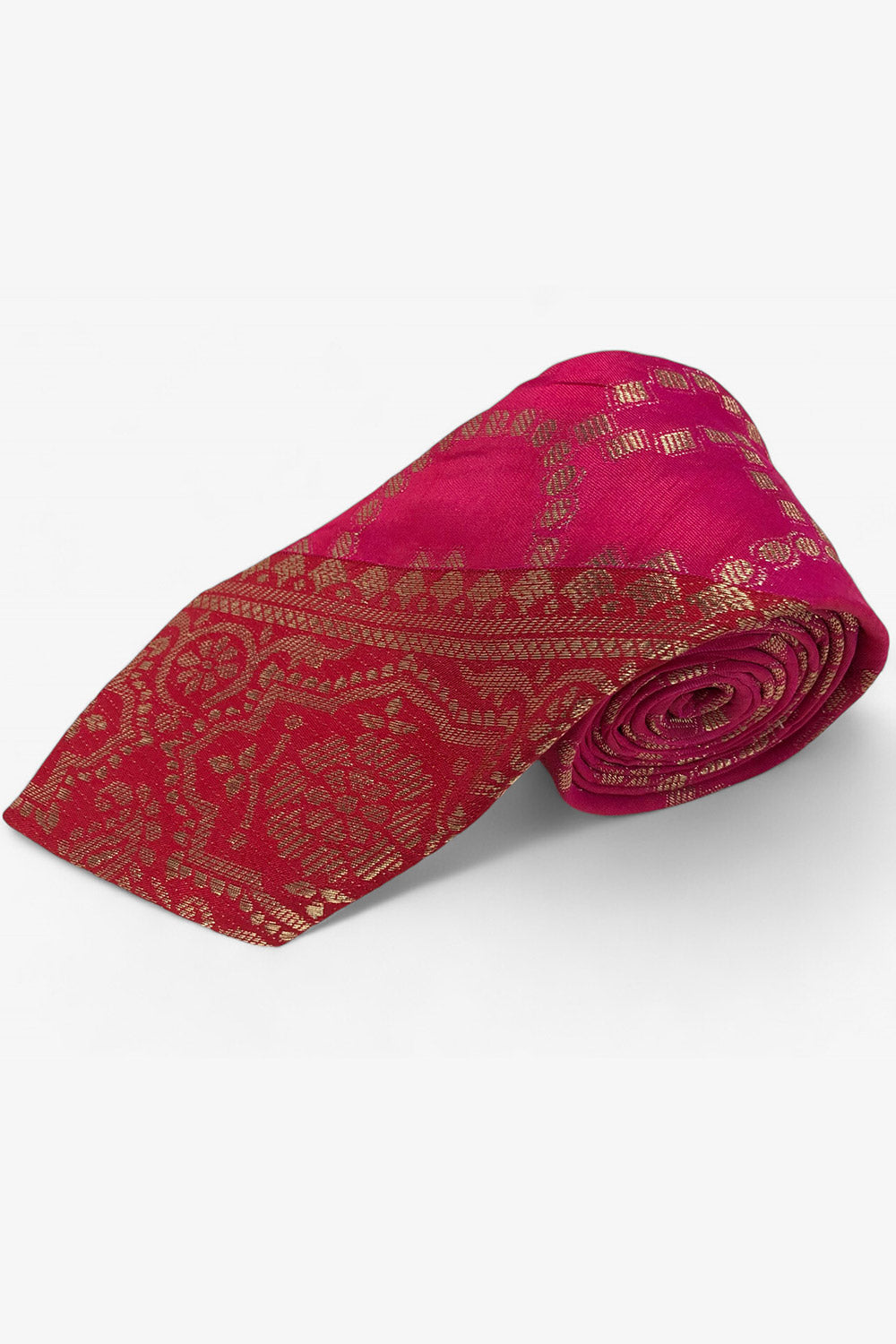 Ruchi Pink Ethnic Gold Motif Silk Pink Neck Tie