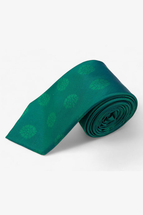 Yara Green Ethnic Motif Silk Teal Tie