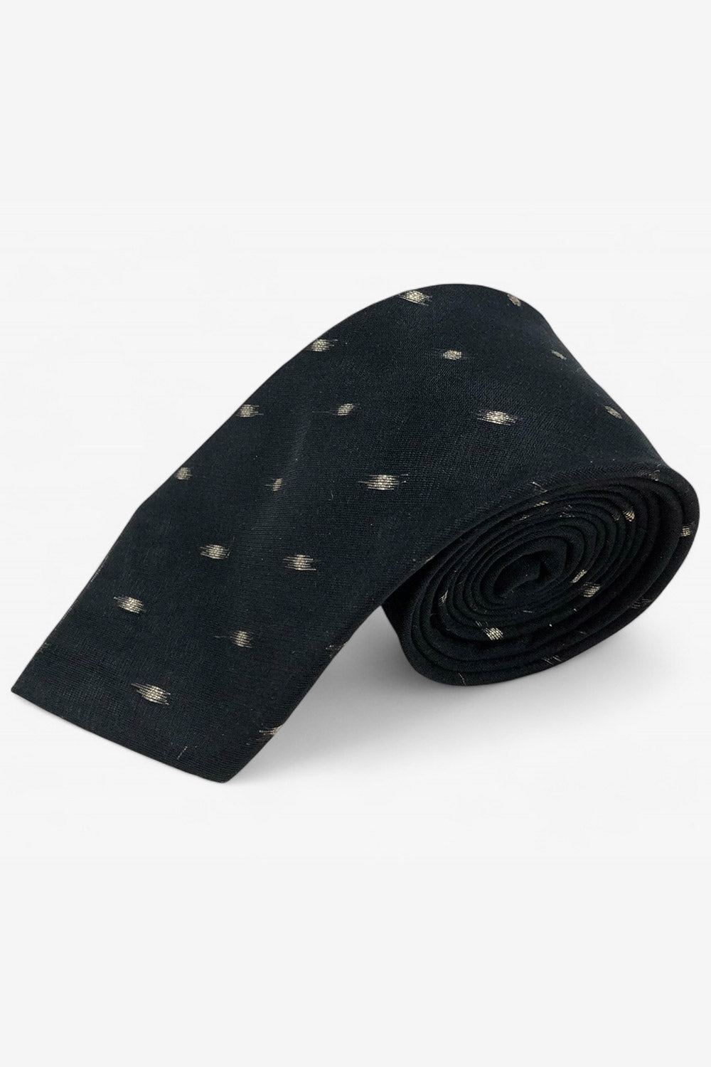 Lata Black Ethnic Gold Buti Silk Black Tie