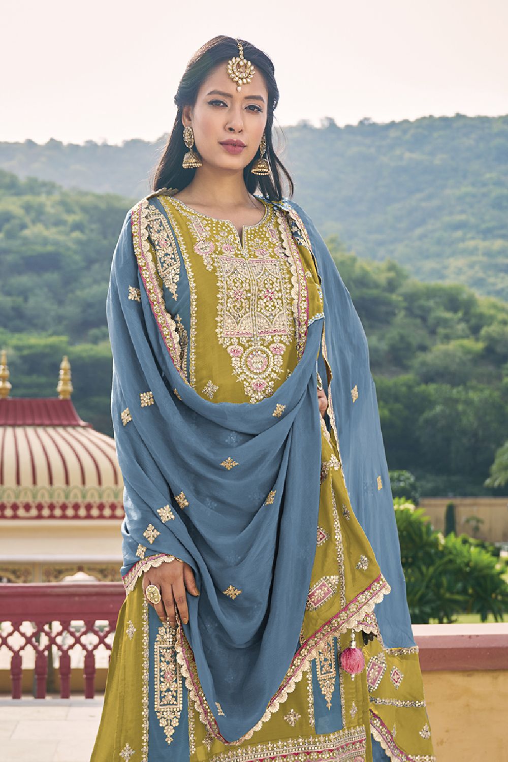 Women's Mustard Silk Embroidered Dori Salwar Kameez Suit Set