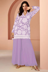 Lavender Georgette Embroidered Readymade Suits