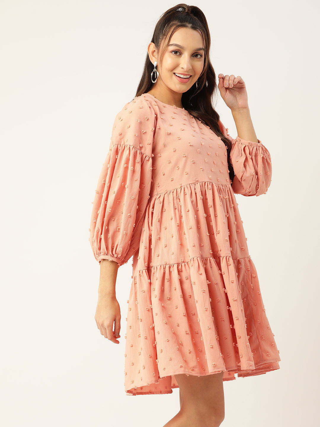 Women's Georgette Puff Sleeves Dress