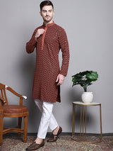 Sequin Embroidered Pure Cotton Kurta With Pajamas