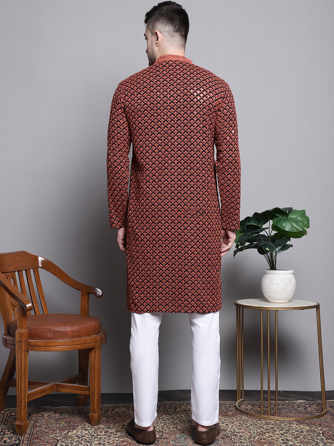 Sequin Embroidered Pure Cotton Kurta With Pajamas