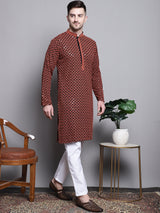 Sequin Embroidered Pure Cotton Kurta With Pajamas