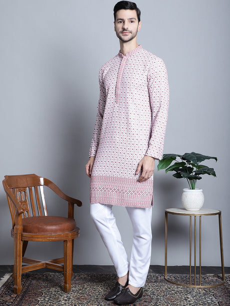 Men's Chikankari Embroidered Kurta With Pyjama