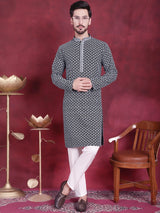 Men's Sequins Embroidered Kurta With Pyjama