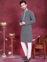 Men's Sequins Embroidered Kurta With Pyjama