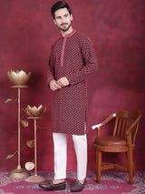 Men's Sequins Embroidered Kurta With Pyjama